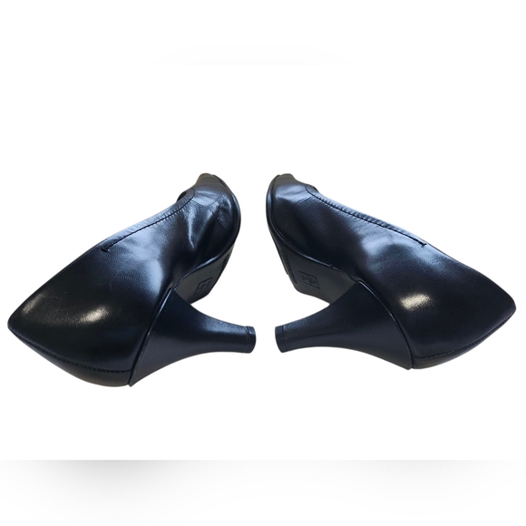 AEROSOLES Envy Black Genuine Leather Heels Comfort Pro, Office Classic Sz 7 - Picture 3 of 8